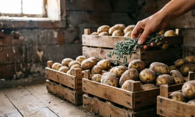 Картошка лежит до весны как новая: кладу по веточке в каждый ящик — ни одного ростка даже в сыром погребе