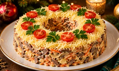 Салат "Колесо Фортуны" на Новый год: вкусный, сытный и нежный - ловим Удачу за хвост еще до курантов