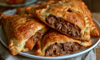 Татарский эчпочмак с говядиной и картошкой: 500 г мяса и лучок — тесто мягкое, а внутри — бульон, сытнее беляшей