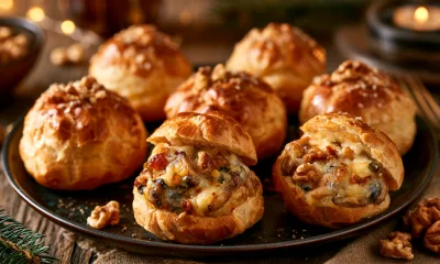 Закусочные профитроли с грибами, орехами и сыром — оригинальная и симпатичная закуска к праздничному столу