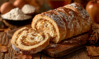 Рулет «Сентябрина» — вкус осени в каждом кусочке: творог, яблоки, корица и нежное тесто